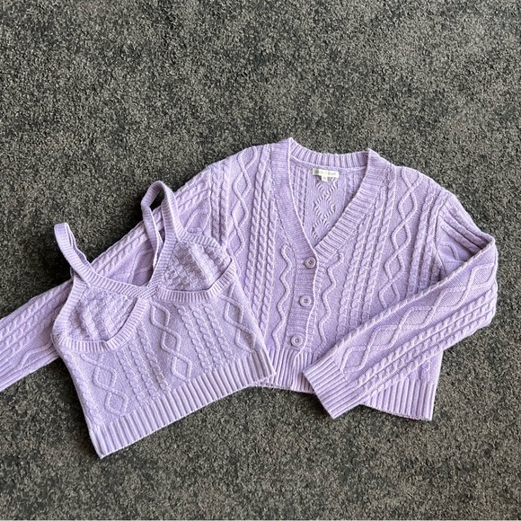 woven heart lavender y2k crop top + cardigan set nov sale - Picture 2 of 10